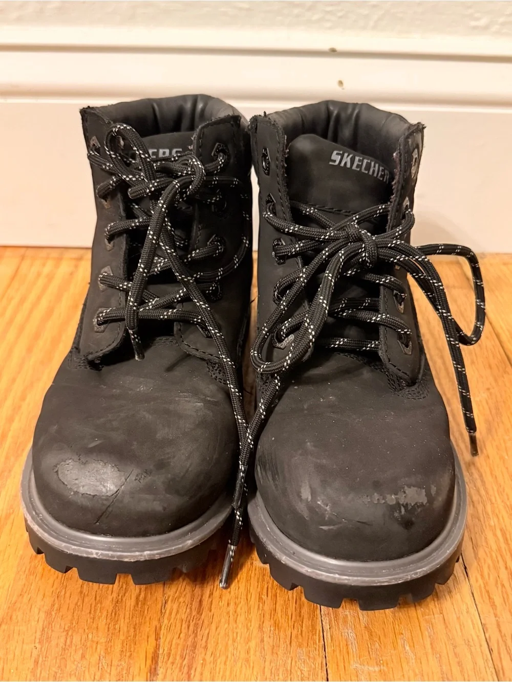 Skechers Kids Black Lace-Up Hiking Boots Size 13